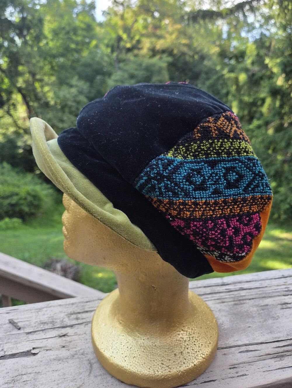 Colorblock Bohemian Newsboy Cap - Pink, Teal, Olive, Black